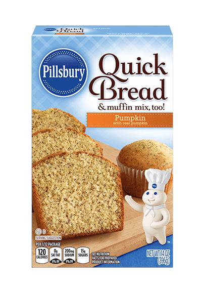 Pillsbury Pumpkin Quick Bread Muffin Mix Pillsbury Baking   PLS QuickBread Pumpkin 14oz Front 